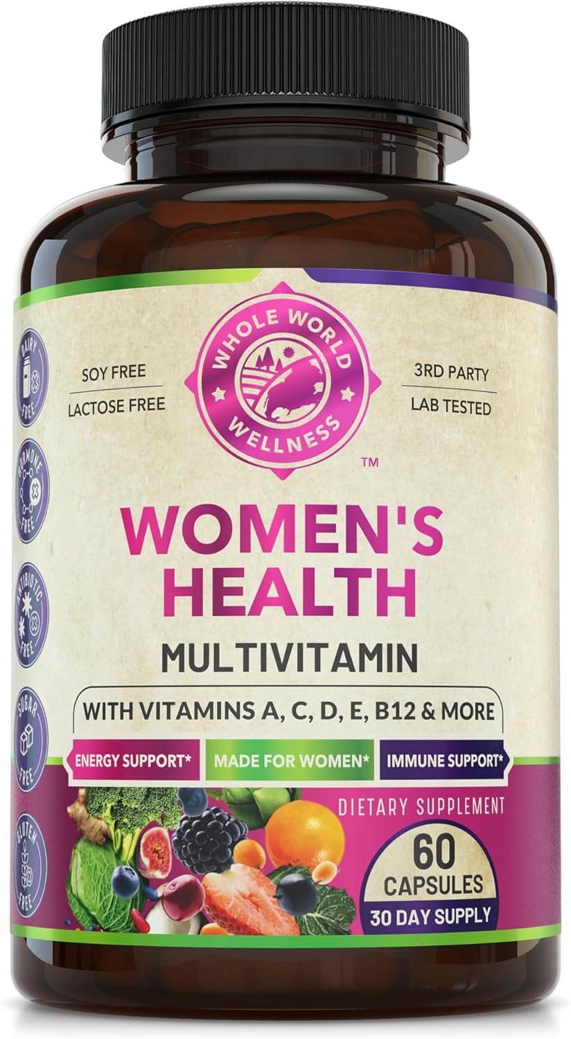 Womens Daily Multivitamin Multimineral Supplement for Energy, Mood, Focus, Hair, Skin & Nails. Made for Women with 30+ Nutrients, Fruit & Energy Blend. Womens Vitamins, USA Made.