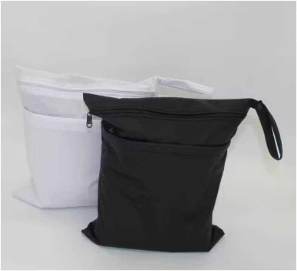 Hoovy Wet/Dry Storage Bags – 2 Pack Waterproof Diaper Organizer, Reusable Travel Bags with Dual Zipper Compartments, Leak-Resistant for Baby Essentials, Swim & Travel