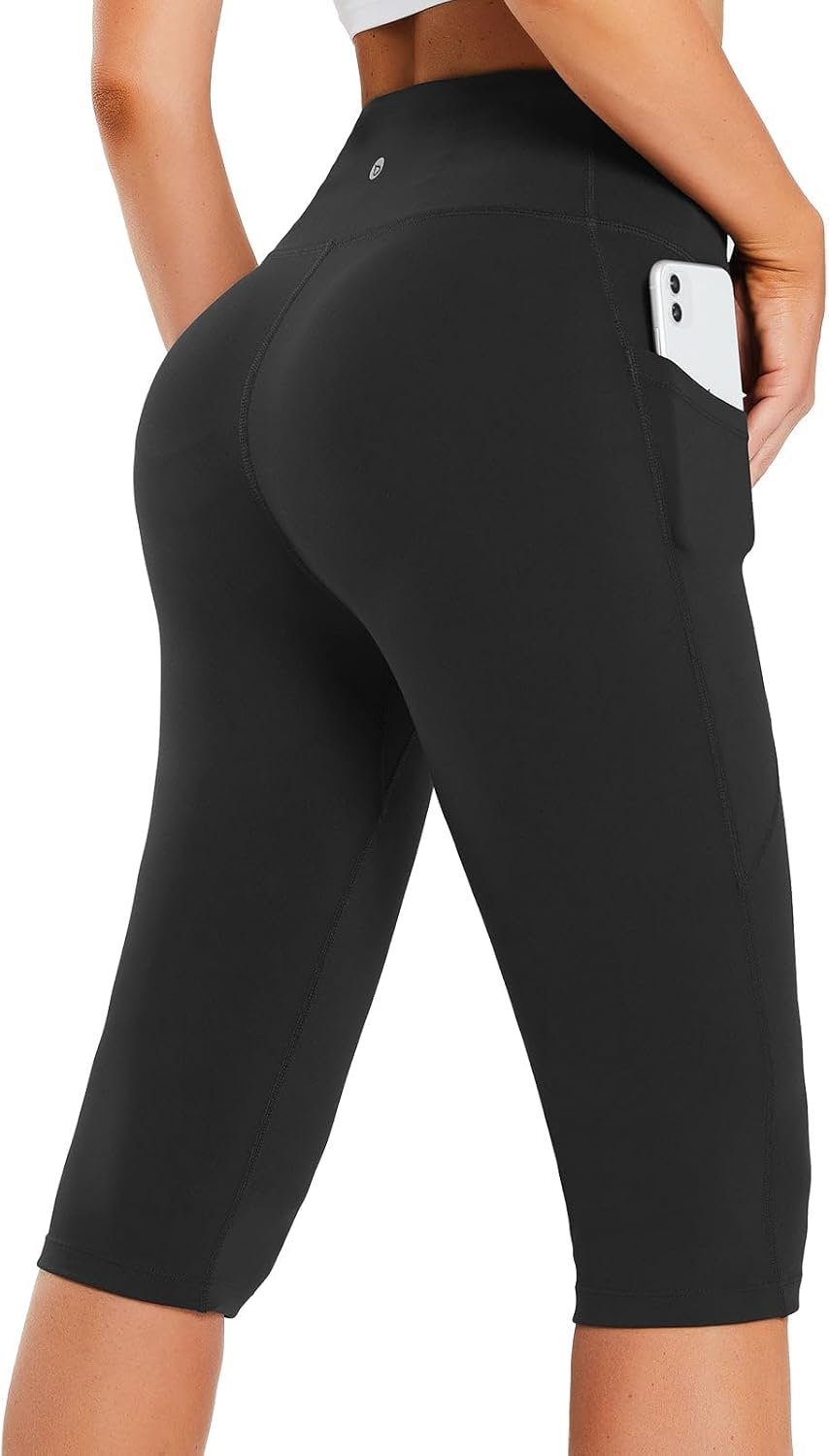 baleaf Women’s Capri Leggings with Pockets High Waisted Knee Length Capris Stretch for Casual Yoga Pants Workout Exercise