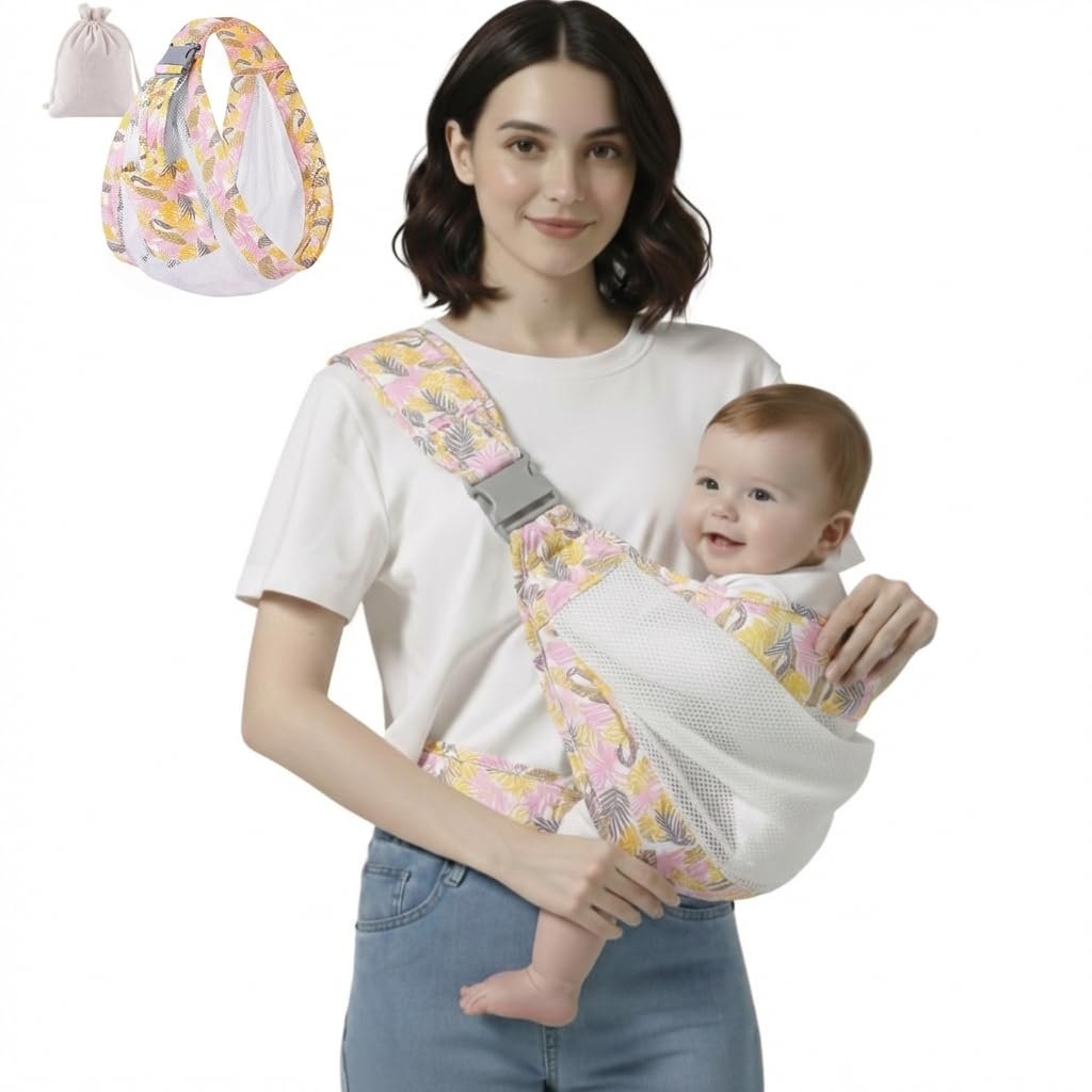 Breathable Mesh Baby Wrap Carrier for Infant and Toddler, Lightweight Quick Dry Baby Sling Carrier for Warm Weather – Baby Travel Essential, Compact Adjustable Mesh Sling Carrier With One Hand Support