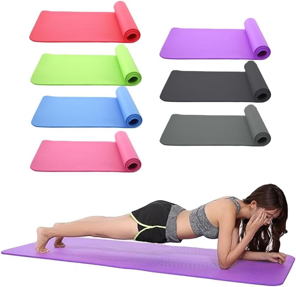 Extra Thick Yoga Mat, 10mm NBR Exercise Mat with Carry Strap, Non-Slip for Home & Gym Workouts, 72×24 inches