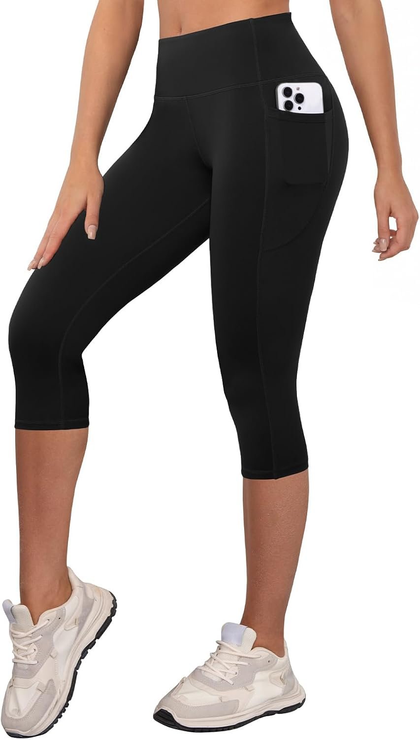 COPYLEAF Capri Leggings for Women High Waisted Leggings with Pockets Gym Workout Running Yoga Pants