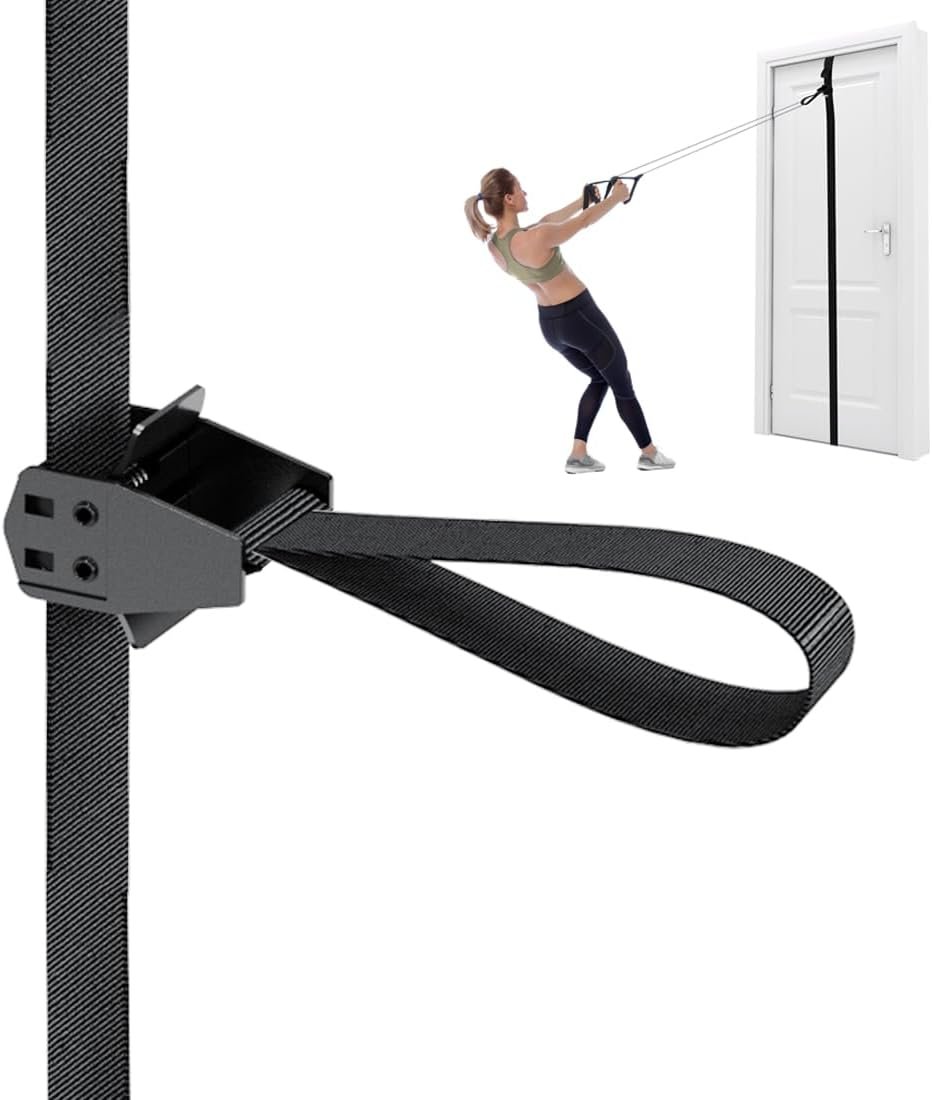 FITKIT Door Sliding Anchor for Resistance Bands, Adjustable Mount with Multi-Points for Home Gym, Fits 6-8ft Doors