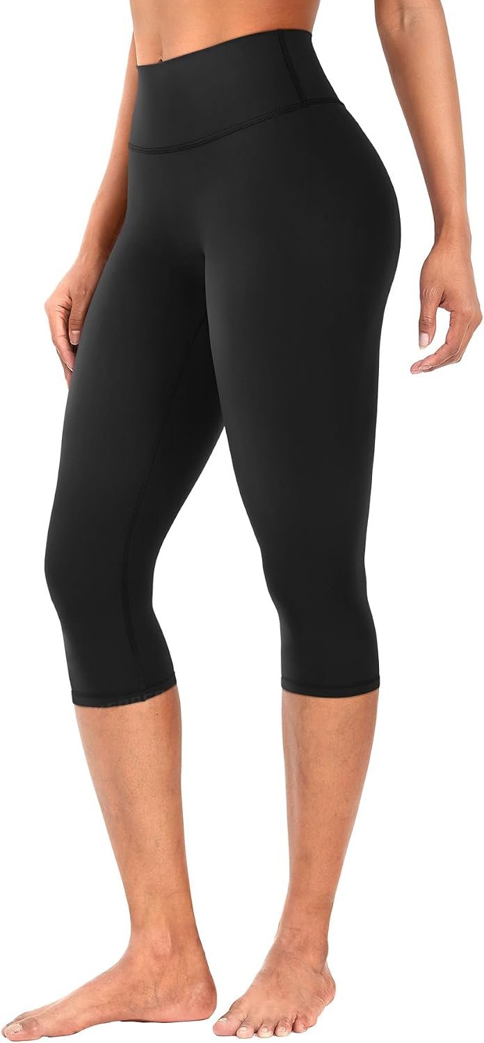 YEOREO Ease Womens Workout Capri Leggings 17″ No Front Seam High Waisted Hidden Scrunch Gym Yoga Pants