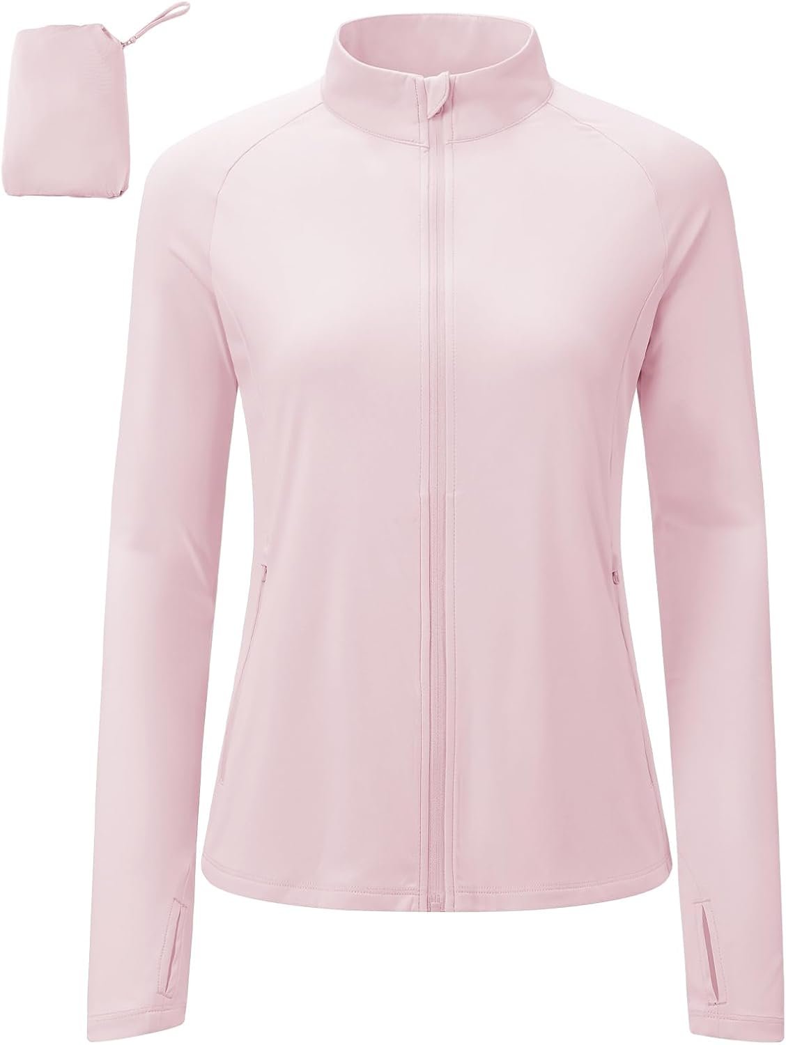 BGOWATU Women’s Lightweight Workout Athletic Jacket UPF 50+ Zip Up Running Jackets Sun Shirt with Thumb Holes