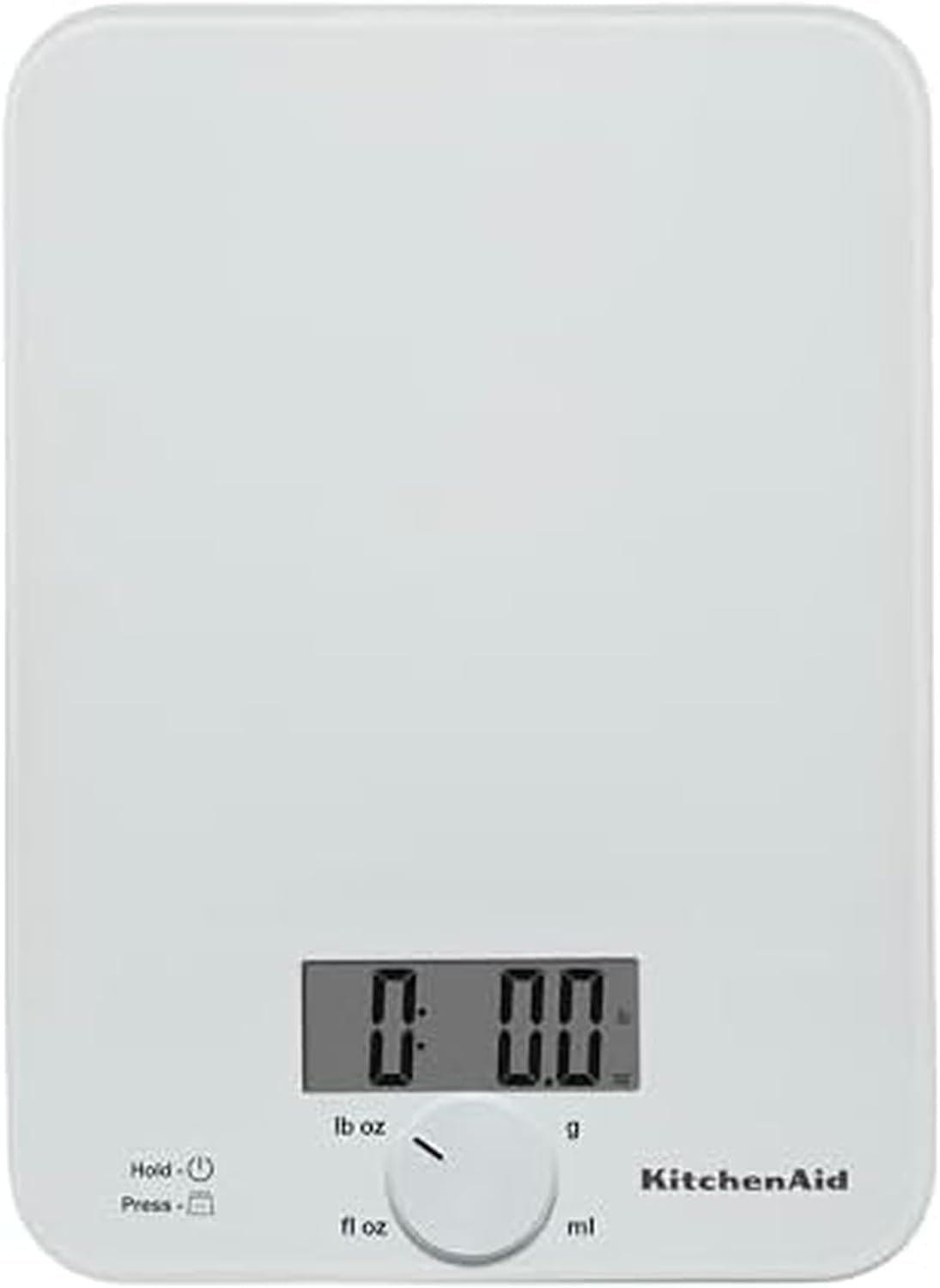 KitchenAid KQ914WH Glass Surface 11 Pound Capacity Digital Kitchen and Food Scale, Scale for Food Ounces and Grams, Dry and Liquid Ingredients, White