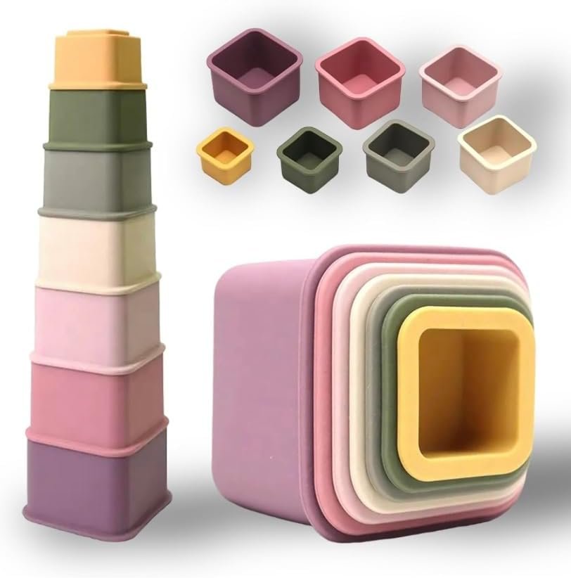 Silicone Stacking Nesting Cups, Square