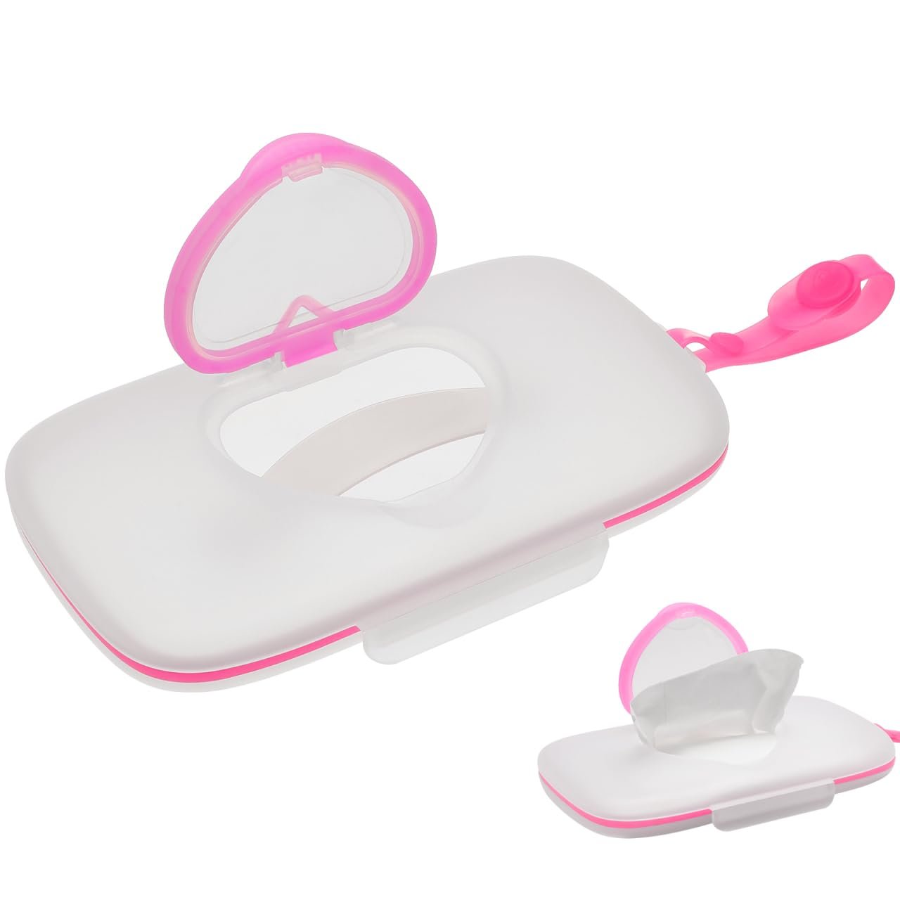Baby Wipes Dispenser for Travel Diaper Wipe Case for Cars Outdoor Portable Refillable Pouch Diaper Holders Baby Travel Essential Container (Pink)