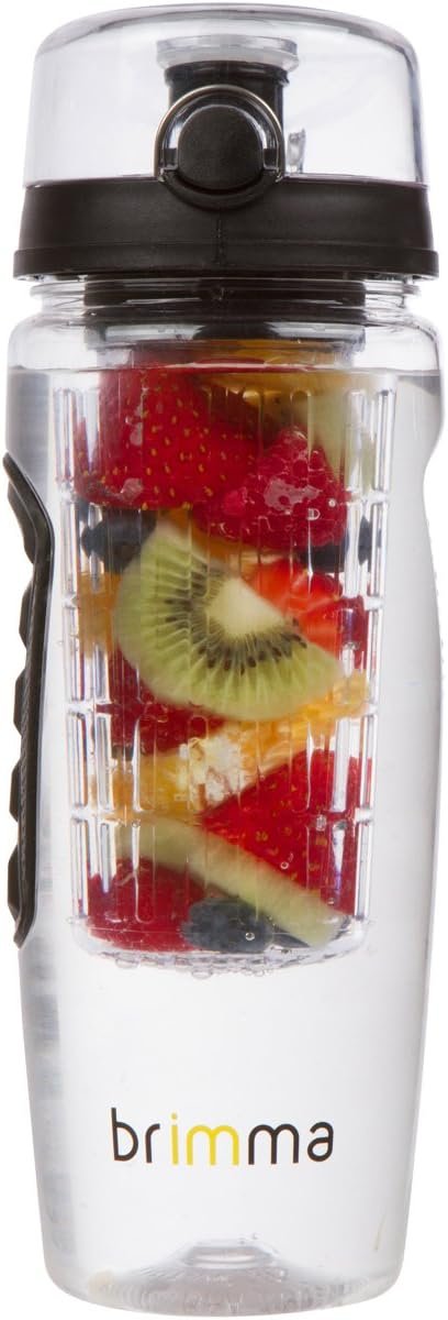 Brimma Fruit Infuser Water Bottle – 32 oz Large, Leakproof Plastic Fruit Infusion Water Bottle for Gym, Camping, and Travel