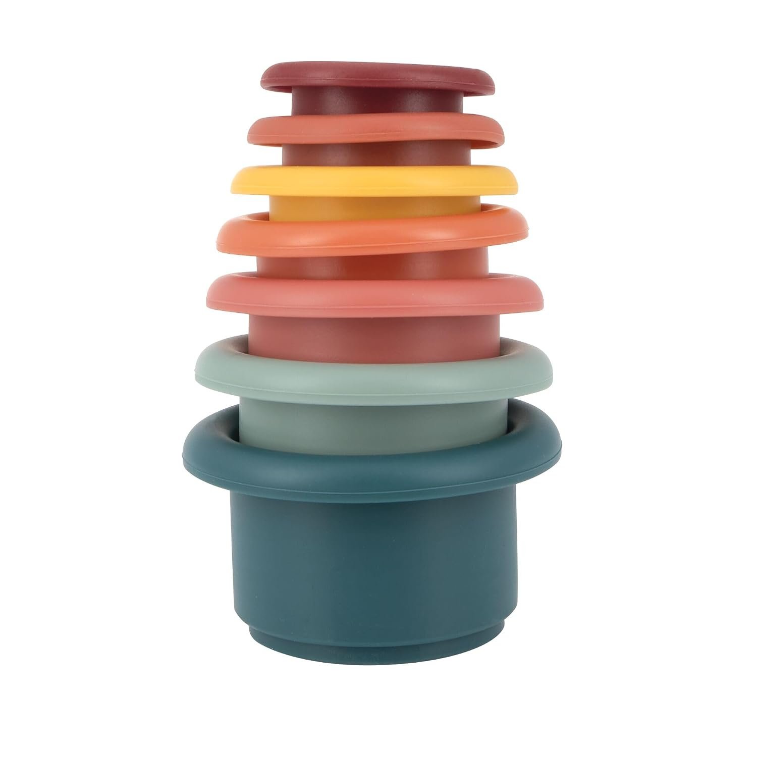 Nuby Soft Silicone Stacking Cups – 7-Piece Toddler Toy for Hand-Eye Coordination and Early Development – 12+ Months