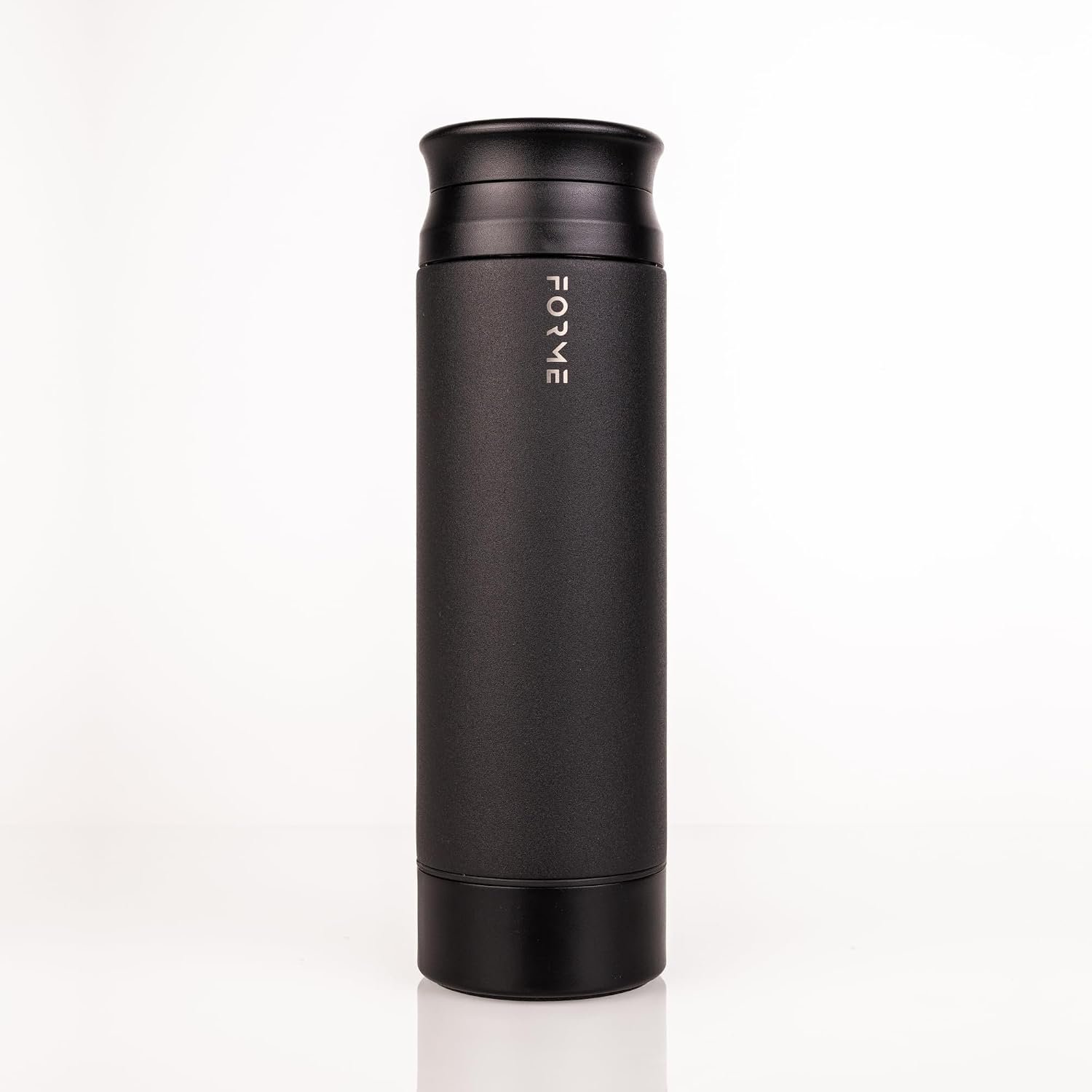 FORME – Blender Shaker Bottle, Leakproof Double Insulated Stainless Steel, Noiseless Shaker Bottle for Hot & Cold Drinks with Supplement Storage, Ideal for Protein & Shakes (Charcoal, 16.9 ounces)