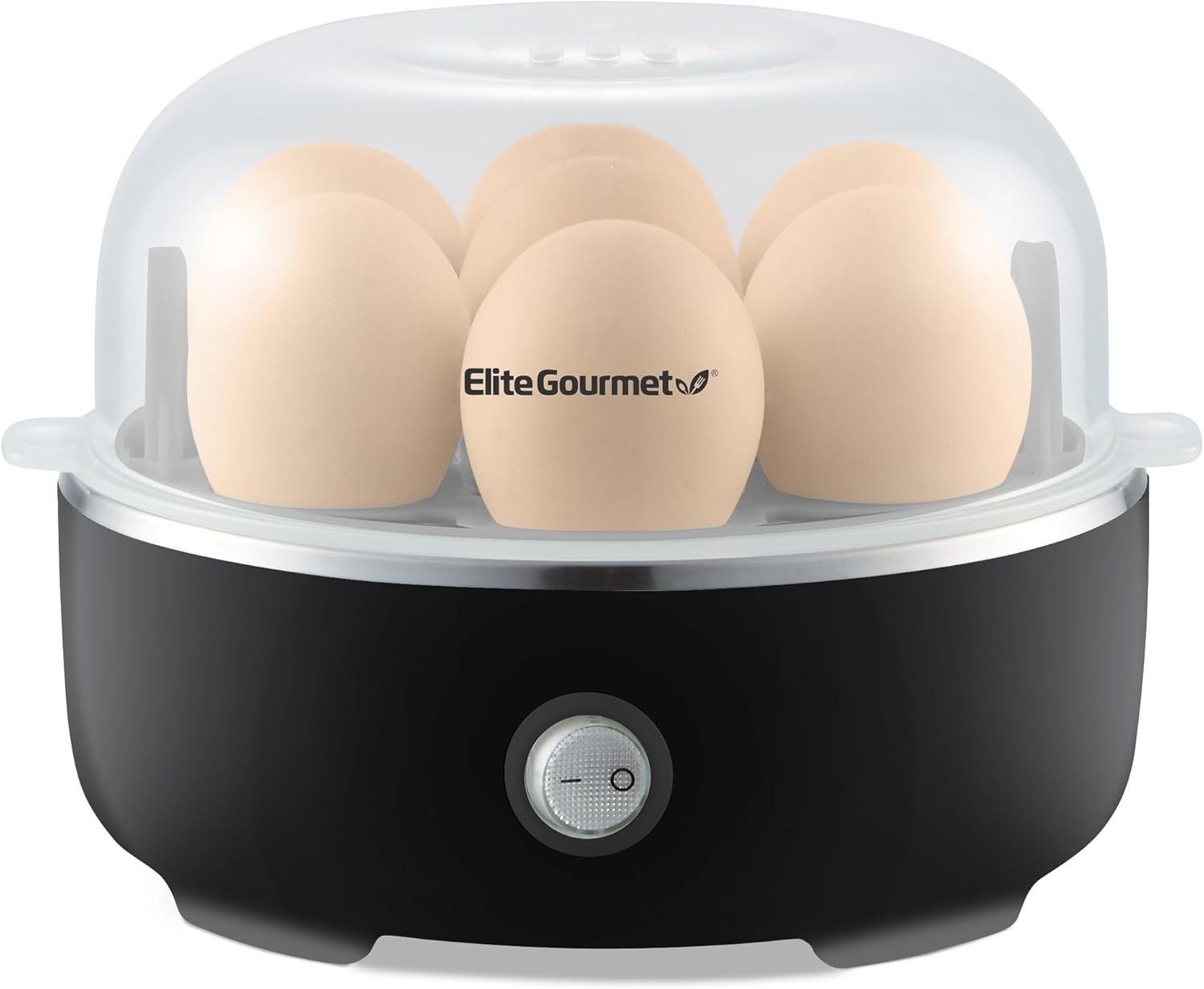 Elite Gourmet EGC115B Easy Egg Cooker Electric 7-Egg Capacity, Soft, Medium, Hard-Boiled Egg Cooker with Auto Shut-Off, Measuring Cup Included, BPA Free, Classic Black