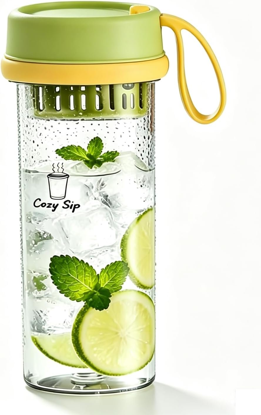 Fruit Infuser Water Bottle,17oz, Clear Water Bottle, Leakproof Plastic Water Bottle,Lightweight for Coffee, Tea, Fruit and Drinks, Shatter Proof, Reusable for Indoor & Outdoor (Green)