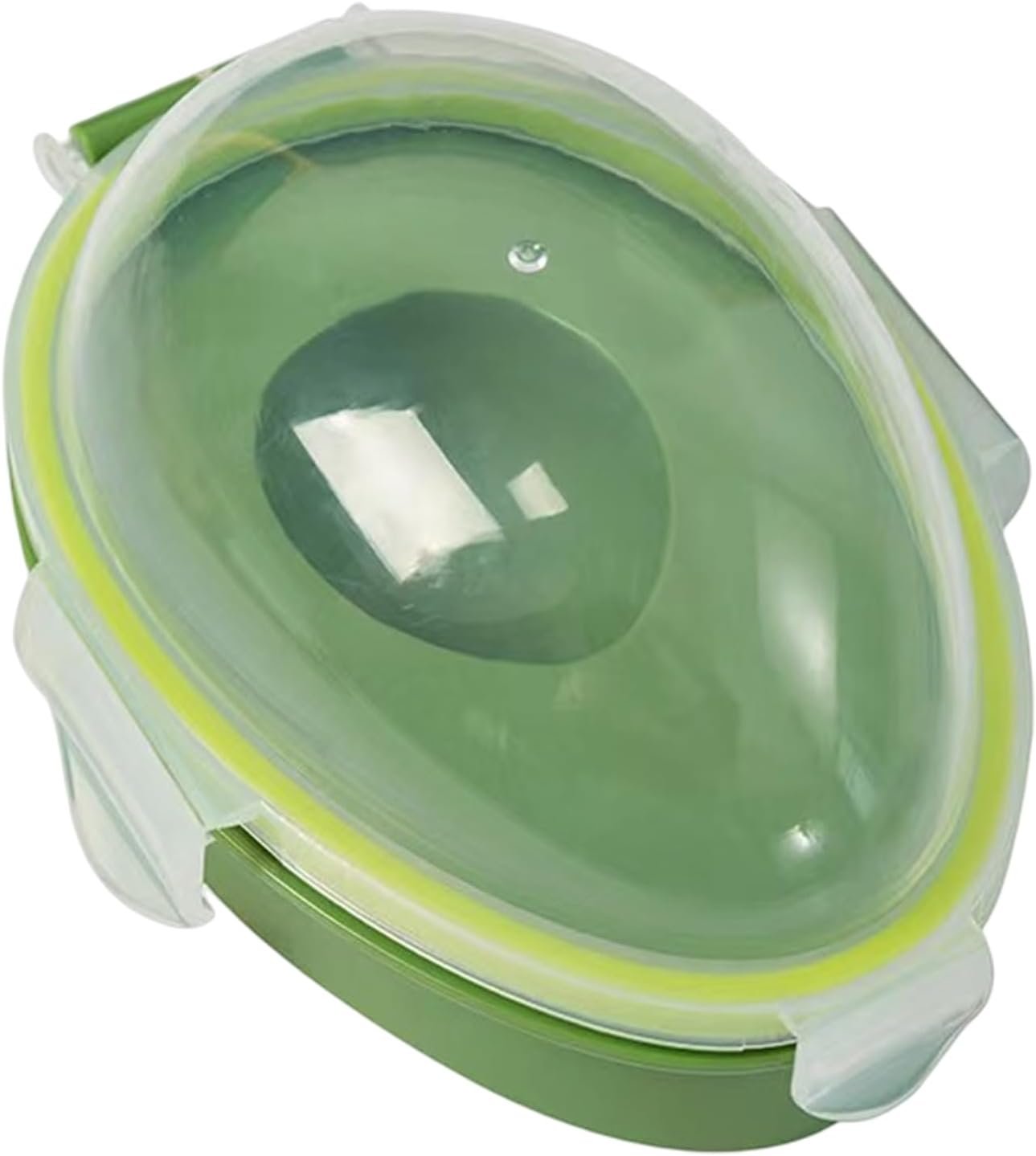 Avocado Saver Container for Fridge, Snap-Lid Avocado Holder with Silicone Sealing Ring, PP Reusable Food Storage, 6.02 x 4.33 x 3.15 in, Green Base Clear Lid, Stores 1 Half