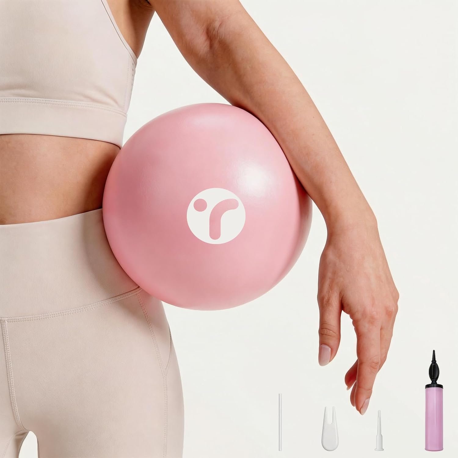 9 Inch Mini Pilates Ball with Pump, Anti-Slip Anti-Burst Exercise Balls for Physical Therapy, Pelvic Floor Training, Core Workout & Stretching, No-Odor Thick PVC