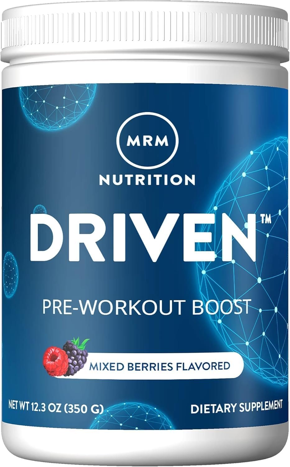 MRM Nutrition Driven Pre Workout Powder – Clean Preworkout for Women & Men, Supports Energy, Focus & Strength with Beta-Alanine & Caffeine, Vegan, Gluten-Free – 29 Servings, Mixed Berry Flavor