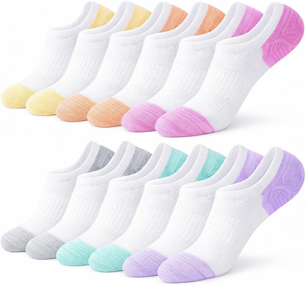 No Show Socks Womens for Canvas Sneakers,Invisible Athletic Low Cut Ankle Socks for Running Gym 6 Pairs
