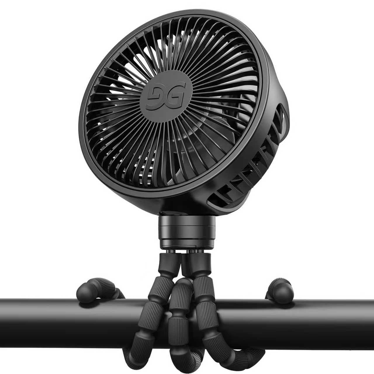 Mini Portable Handheld Fan USB Rechargeable Battery Operated, Stroller Fan with Flexible Tripod Clip on for Baby (Jet Black)