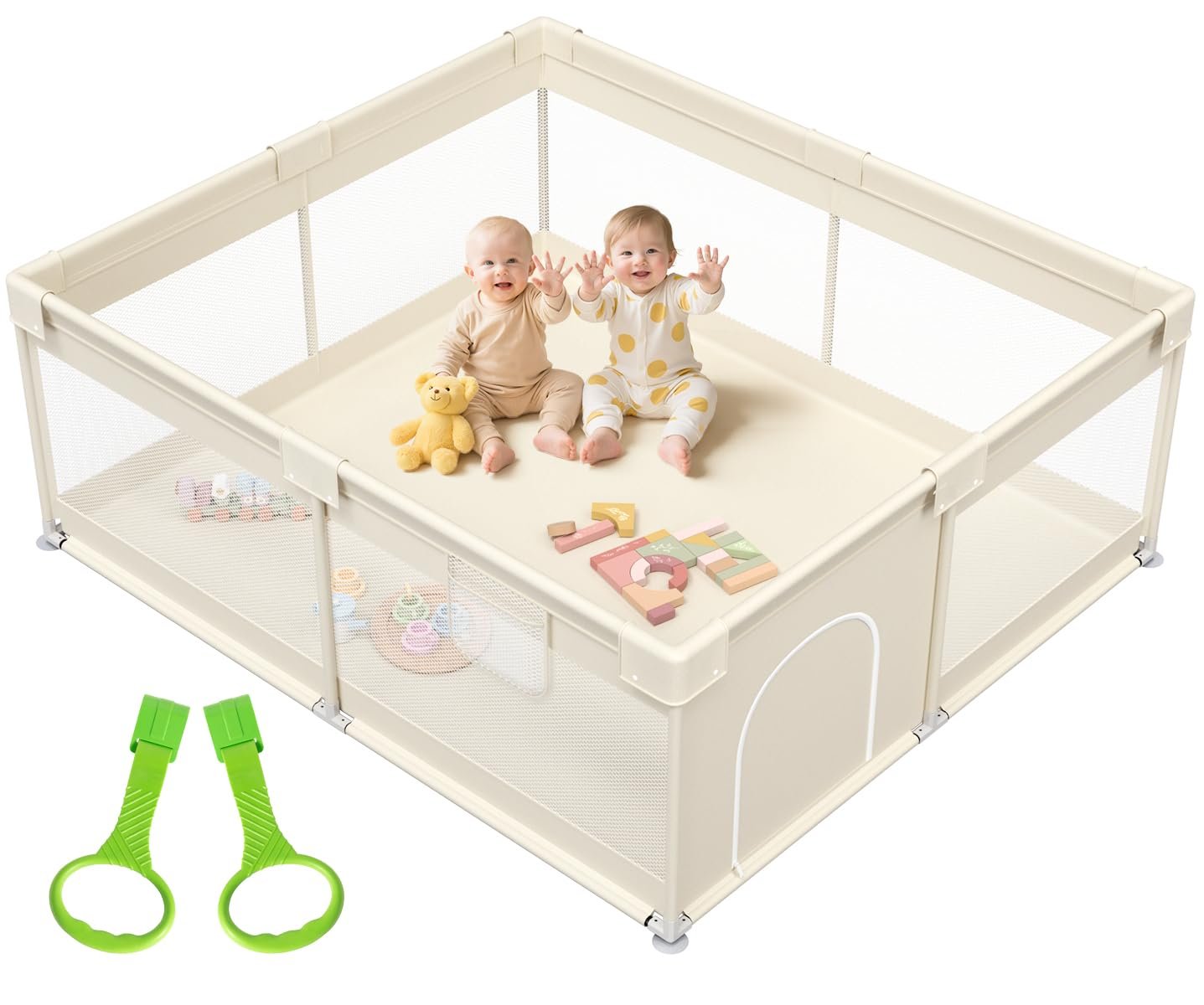 Mloong Large Baby Playpen for Toddler – 69×59in Babies Play Pen Playard Active Center Beige