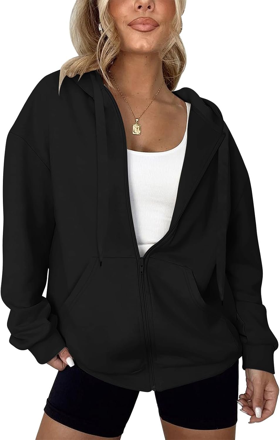 LYHIPSS Women’s Oversized Lightweight Hoodies for Women Full Zip Up Long Sleeve Drawstring Jackets