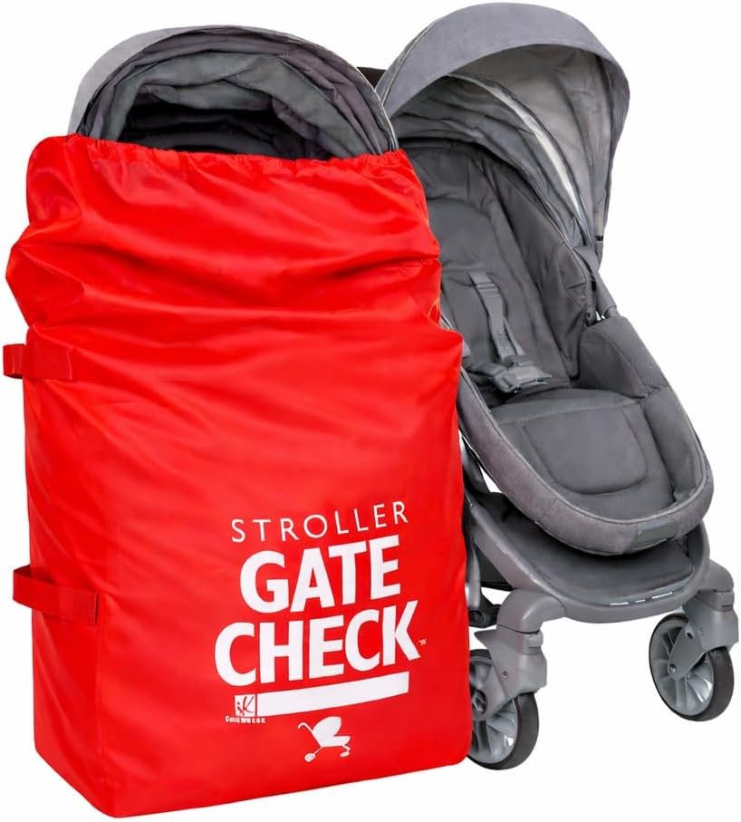 J.L. Childress Gate Check Bag for Single & Some Double Strollers – Travel Bag for Airplane, Fits Most Standard Baby Strollers, Airport Accessories for Gate Check, Flying Essentials – Red