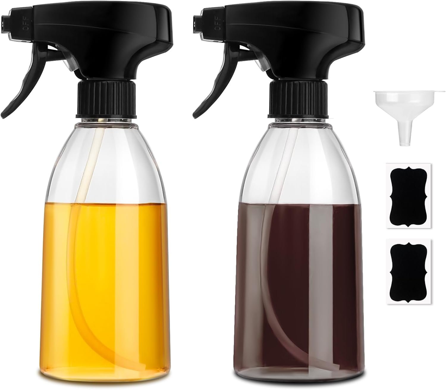 gmisun Oil Sprayer for Cooking, 2 Pack Olive Oil Spray Bottle, 10oz Food-Grade Plastic Oil Spritzer Mister, Refillable Oil Dispenser Bottle for Salad, BBQ, Grilling, Kitchen Baking, Roasting