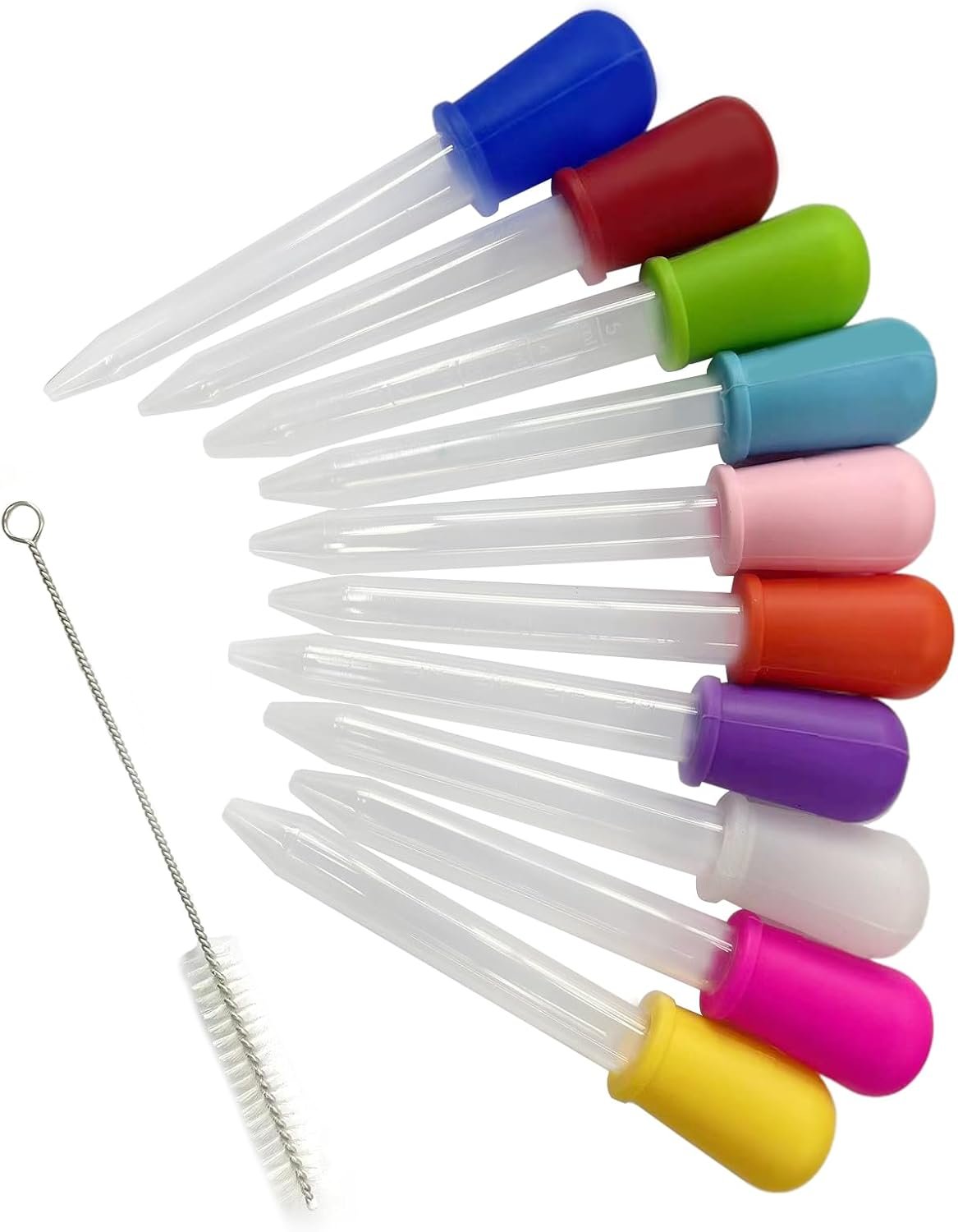 Colorful Eye Dropper, 10 PCs Silicone and Plastic Droppers with Bulb Tip, Sensory Bin Tools, Droppers for Kids Crafts and Gummy Making, Kids Candy Mold – 10 Colors