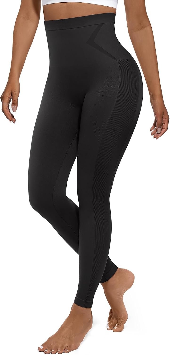 FeelinGirl Leggings for Women Tummy Control High Waisted Compression Leggings Seamless Shapewear Pants Non-See-Through