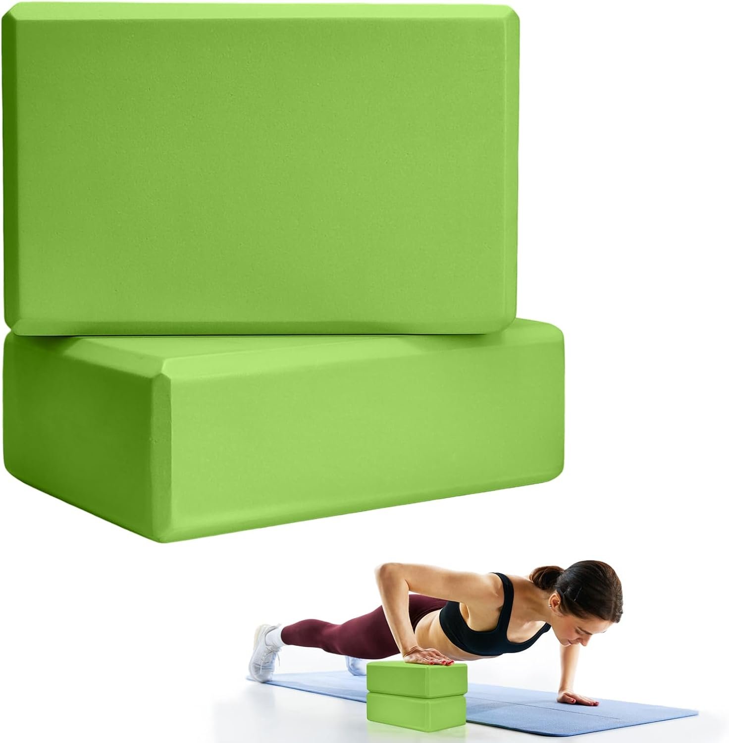 2 Pcs Yoga Blocks, 9″x6″x3″ Foam Blocks Yoga Props for Pilates Stretching and Meditation Exercise Blocks Lightweight Yoga Essentials