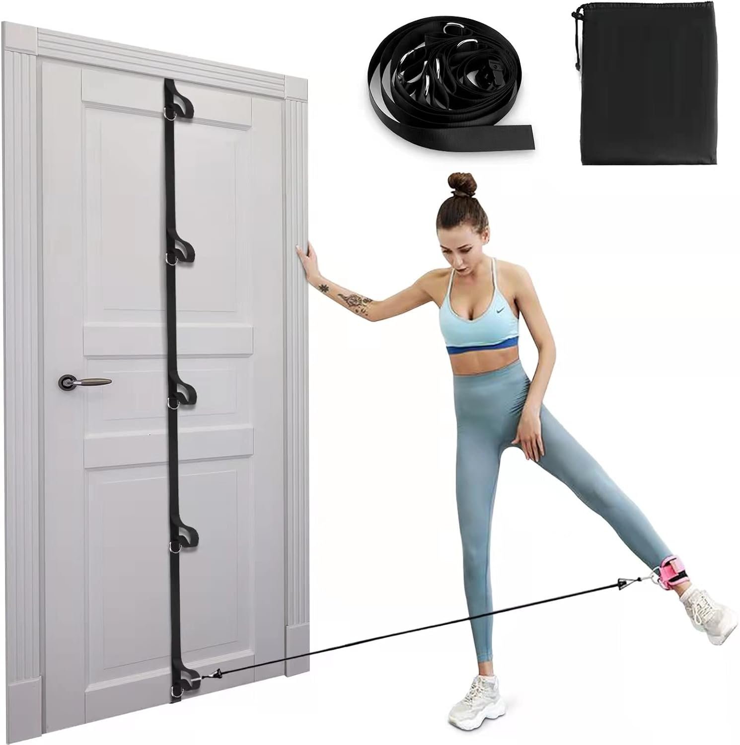 Door Anchor Strap for Resistance Bands, Heavy Duty Multi-Point Door Anchor, Portable Home Gym Workout Equipment for Full Body Training, Fits All Doors, for Men Women Physical Therapy & Travel Fitness