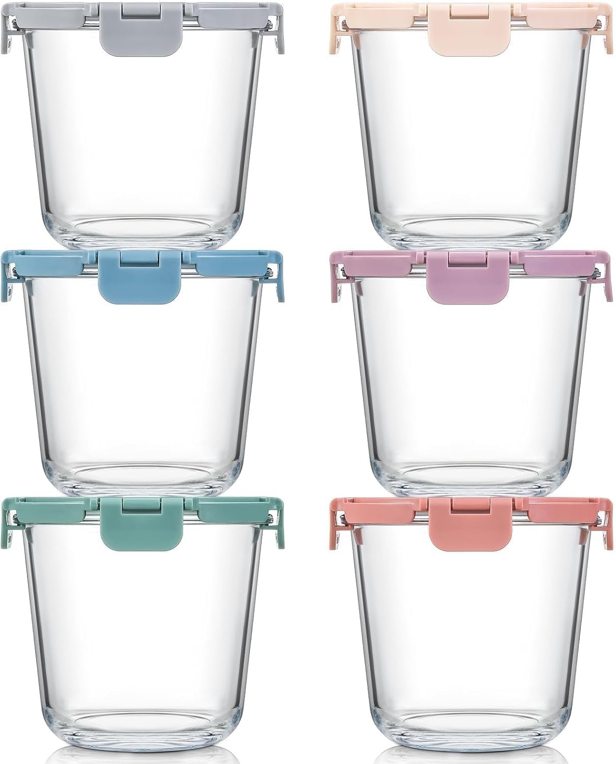 [UPGRADED LID] 6 Sets 3 Cup/24oz Borosilicate Glass Food Soup Containers with Lids, Meal Prep Storage Bowl Jars for Leftover Meal Lunch Oats Fruit Deli Salads – Microwave, Oven, Freezer Safe -BPA Free