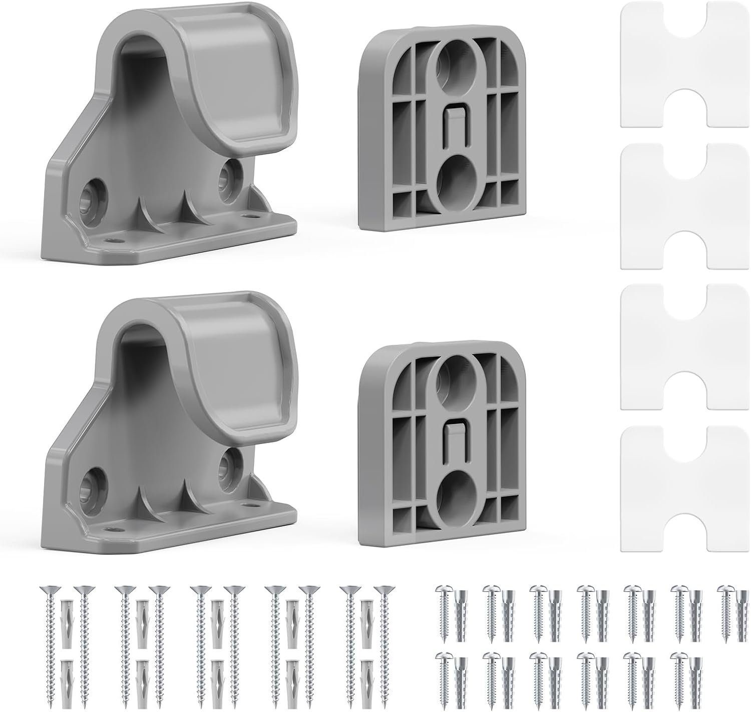 EZIGO Retractable Baby Gates Replacement Parts, Full Set Wall Mounting Accessories Including Brackets, Latches, Screws for 55/71 inch Extra Wide Baby Gate Mesh Gate Retractable Dog Gate, Gray