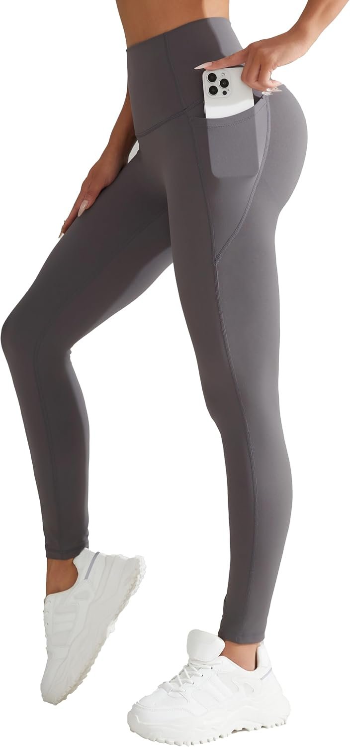 High Waisted 7/8 Leggings with Pockets, No Front Seam Buttery Soft Tummy Control Workout Yoga Pants for Women 25″