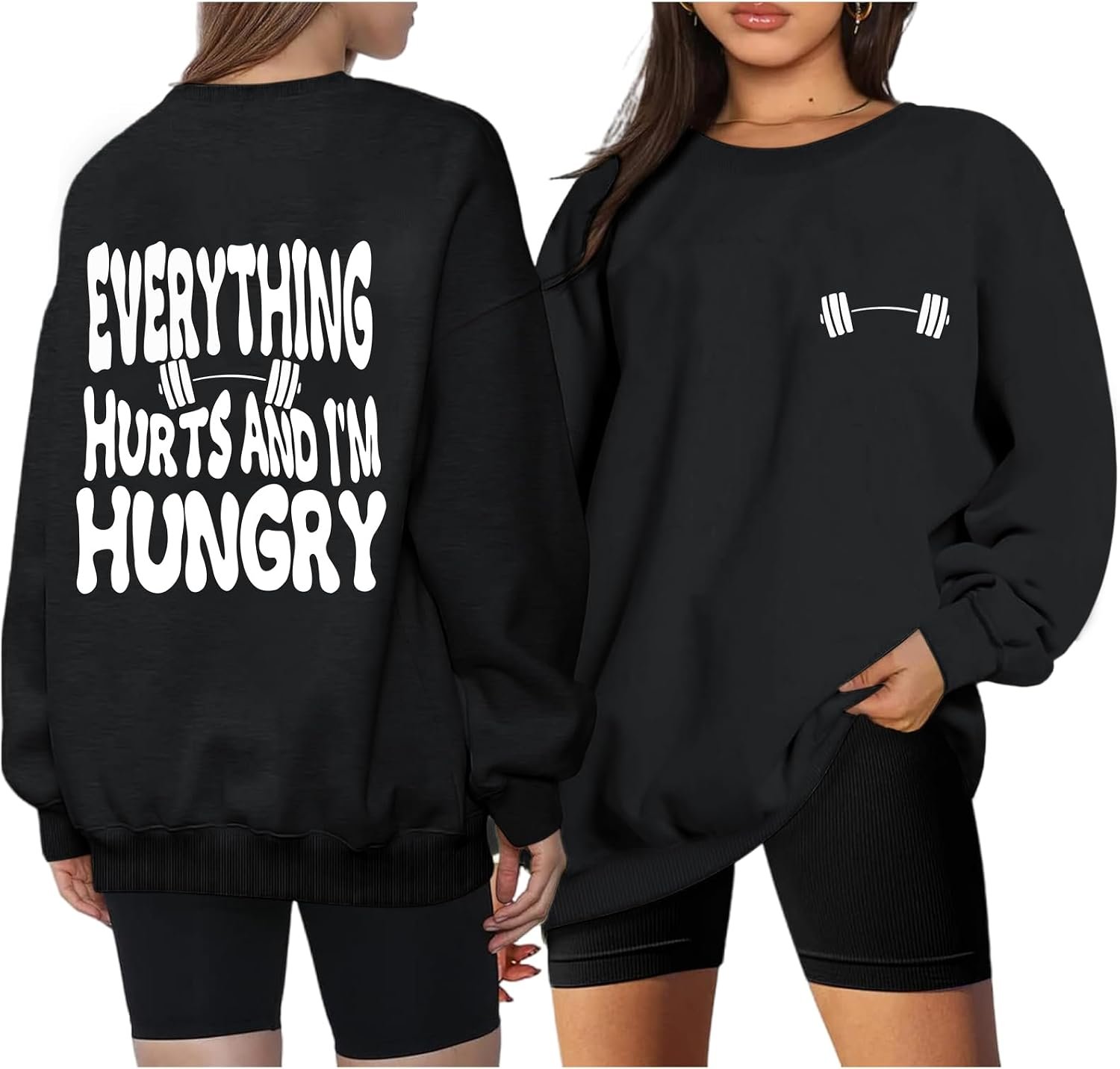 Funny Workout Gym Sweatshirts Women Oversized Weight Lifting Graphic Long Sleeves Shirts Casual Gym Lover Tops
