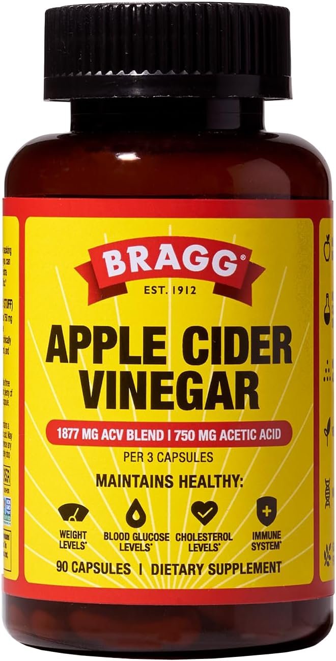 Bragg Organic Apple Cider Vinegar Capsules with Vitamin D and Zinc – 90 Count – Supports Immune System