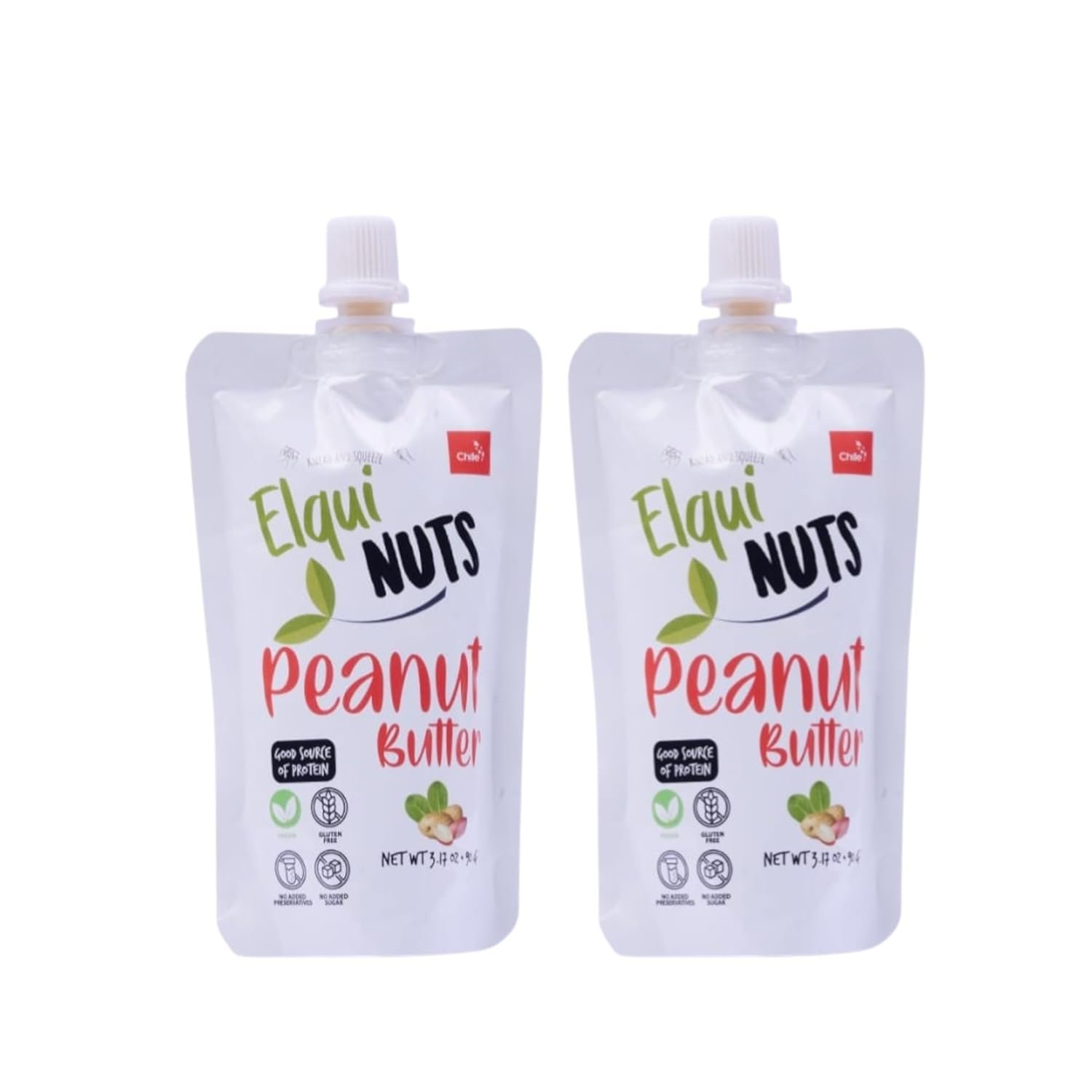 Elqui NUTS – Peanut Butter, 3.17 Oz. Pouch Format, Made With 100% Roasted Peanuts, One Ingredient, NO PALM OIL, Sugar Free, Vegan, Paleo And Keto Frendly, Best for smoothies & shakes(6 Pack) (2 pack)