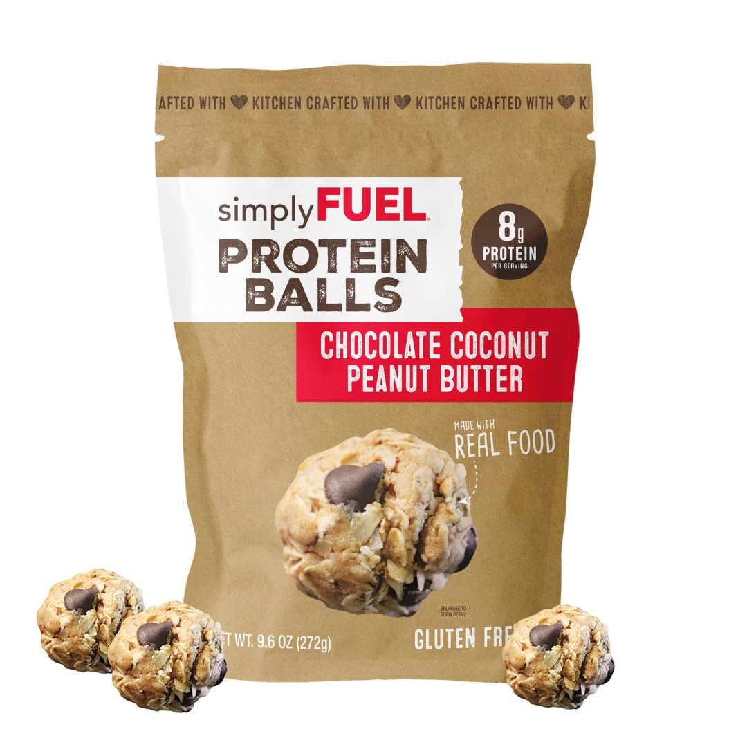 simplyFUEL Whole-Food Protein Balls (Peanut Butter Chocolate Coconut Fusion) – 8 g High-Protein, Gluten-Free, Healthy Snack for Adults & Kids – 9.6 oz