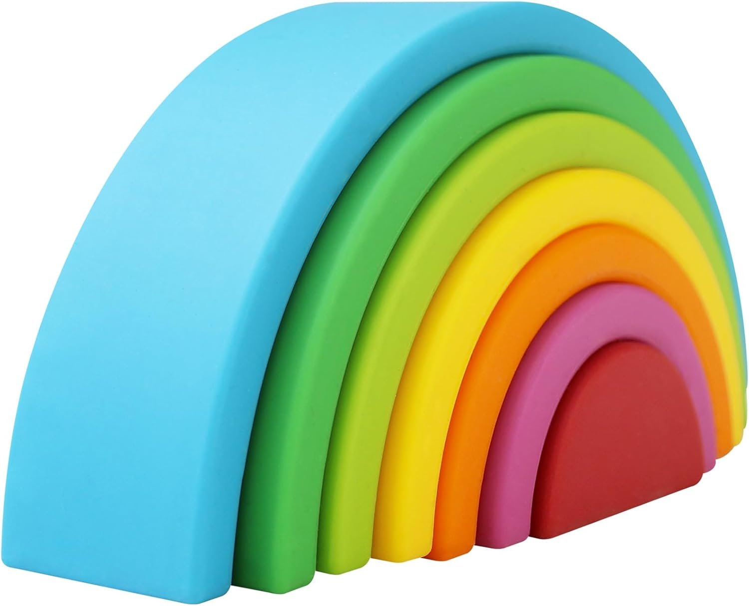 Silicone Stacking Toys for Babies, 7PCS Rainbow Stacker | 7PCS Soft Building Rainbow Set, Colorful Sensory Toys, Stack, Sort & Build, Color Recognition, Fine Motor Skills, Baby Gift