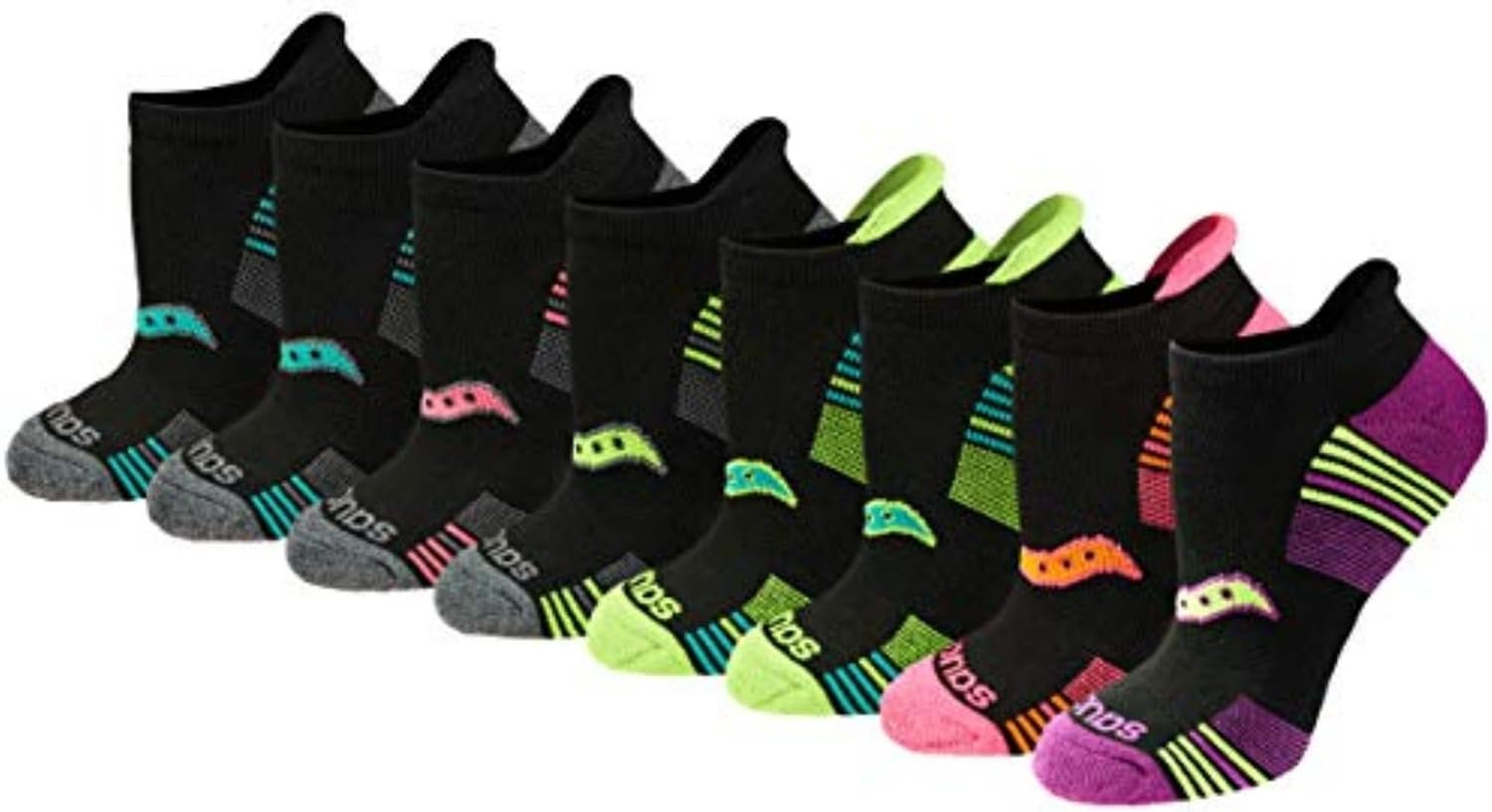 Saucony Women’s RunDry Performance Heel Tab Athletic Socks, Available in S-L (8, 16, 24 Pairs)