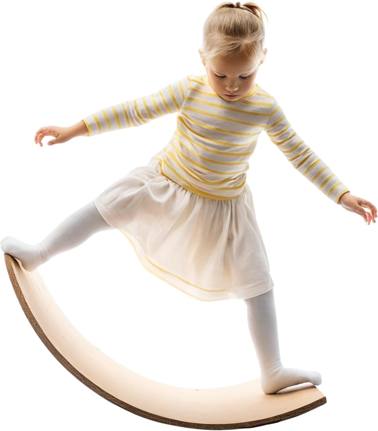 Giggle & Play 36″ Wooden Balance Board – Natural Curvy Wobble Board for Kids, Toddlers & Adults, Montessori Rocker Toy, Yoga Trainer for Office, Home, Classroom Use