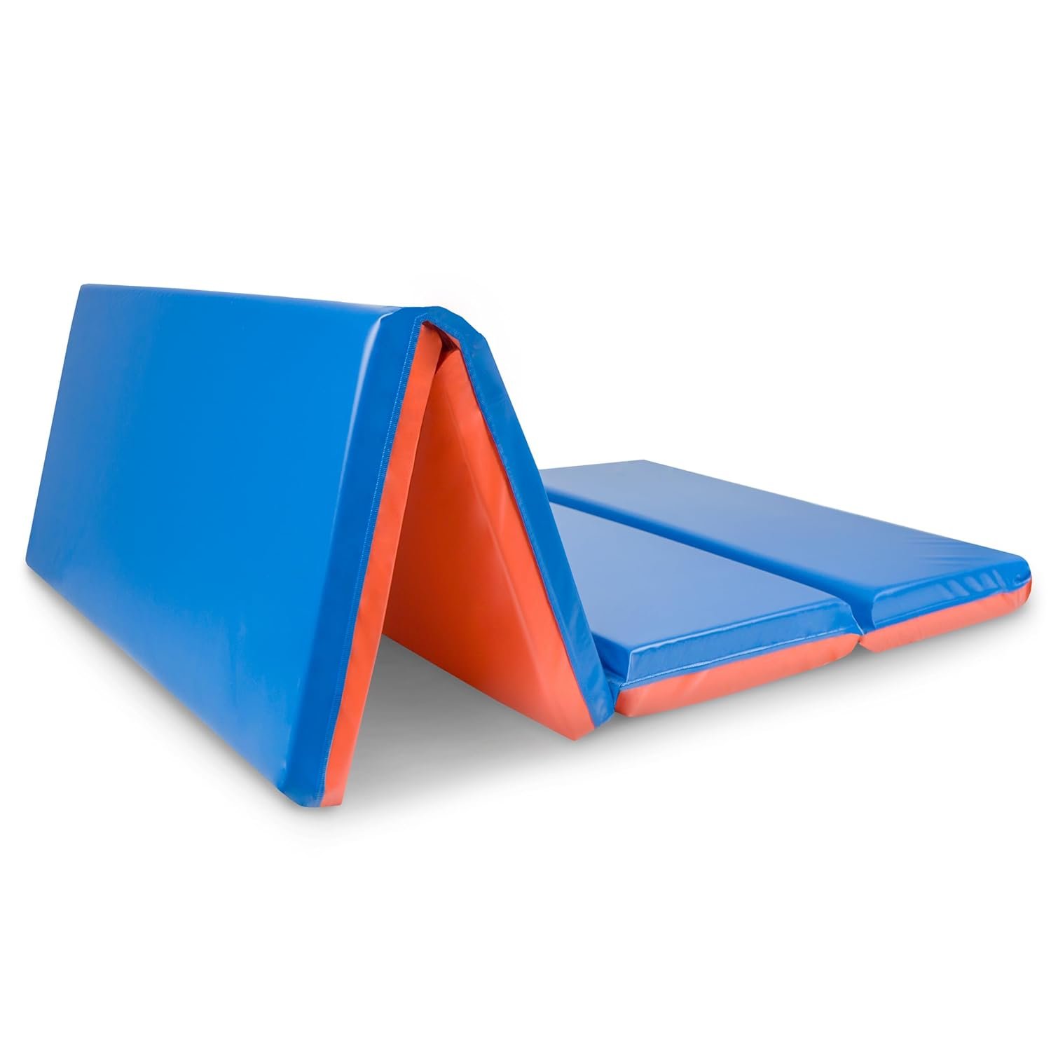 ProSource Four-Fold Kids Rest Mat, 2-inch Thick Sleeping Mats for Kids, Foam Foldable Cushion for Child Comfort, 48-in – Blue/Red