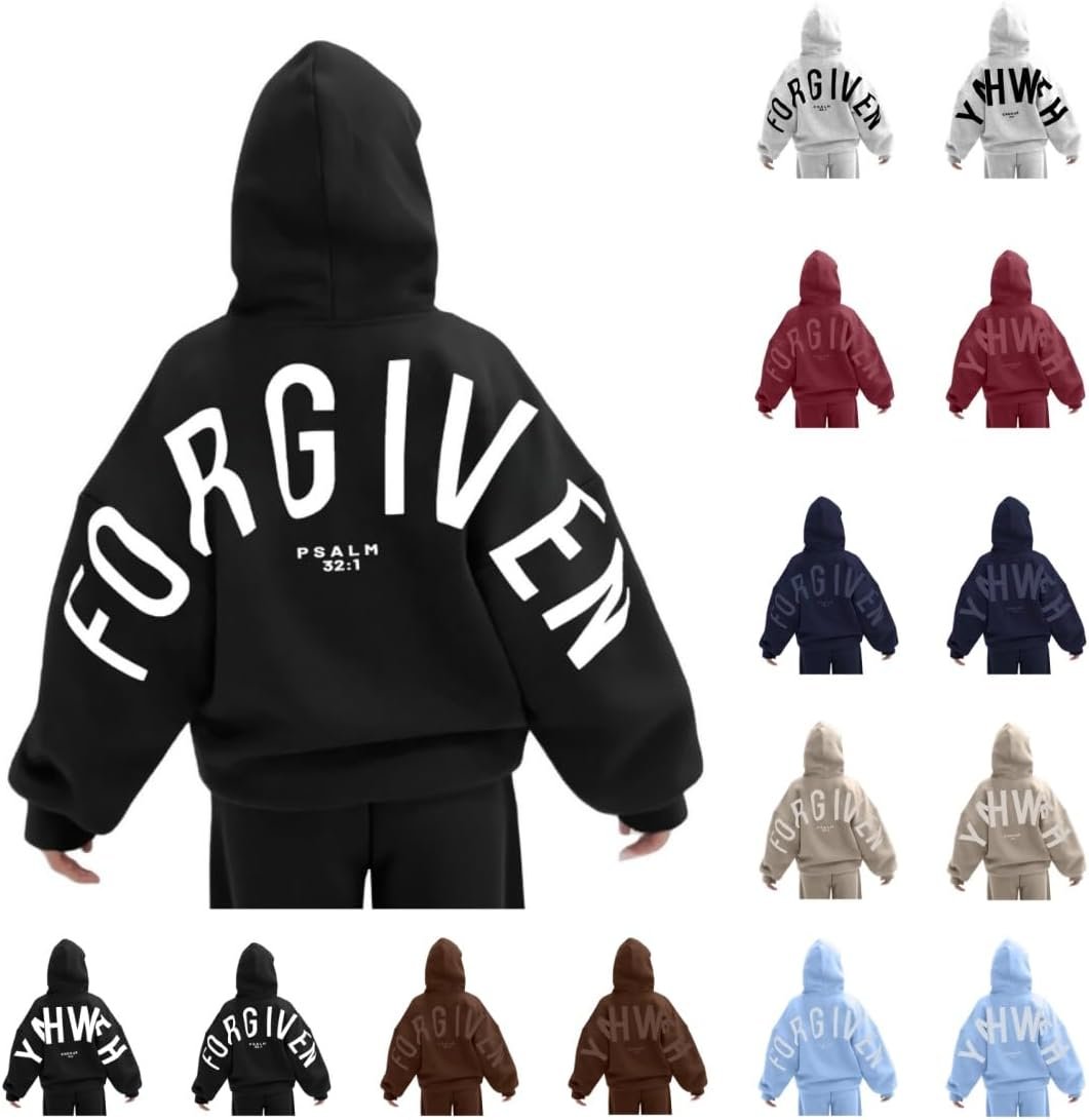 Forgiven Hoodie for Women Men Oversized Letter Print Hoodies Long Sleeve Pullover Top Fashion Sweatshirts with Pocket