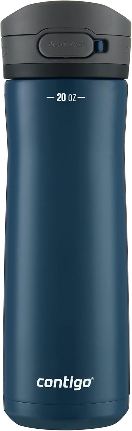 Contigo Jackson Chill 2.0, Vacuum-Insulated Stainless Steel Water Bottle with Secure Lid, Leak-Proof Travel Friendly, 20oz Capacity, Blueberry Color, Keeps Drinks Cold for 12 Hours