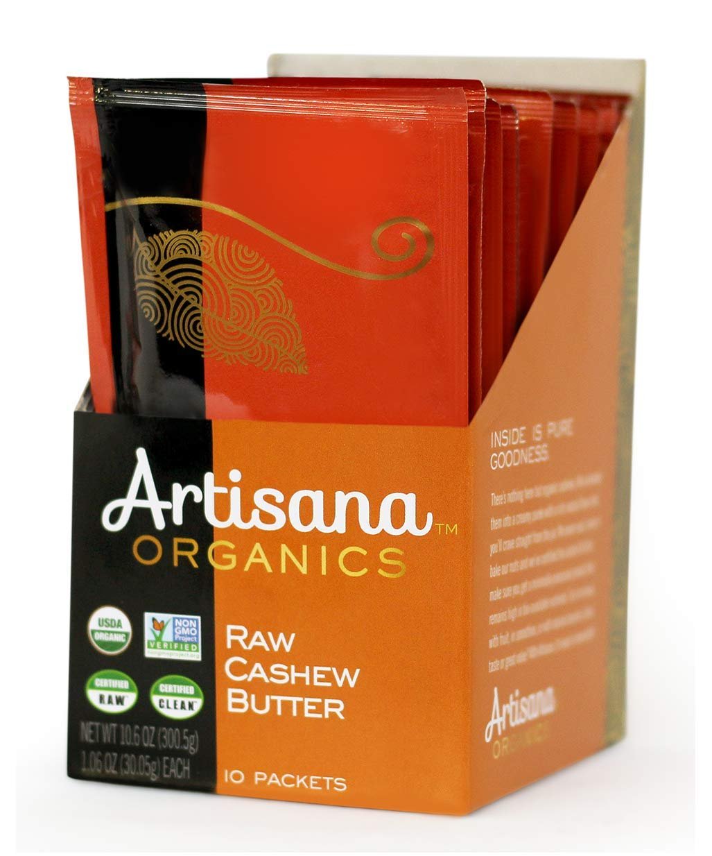 Artisana Organics Raw Cashew Butter Snack Pouches – No Sugar Added, Vegan and Paleo Friendly, Non GMO, 1.06oz Pouches (10 Pack)