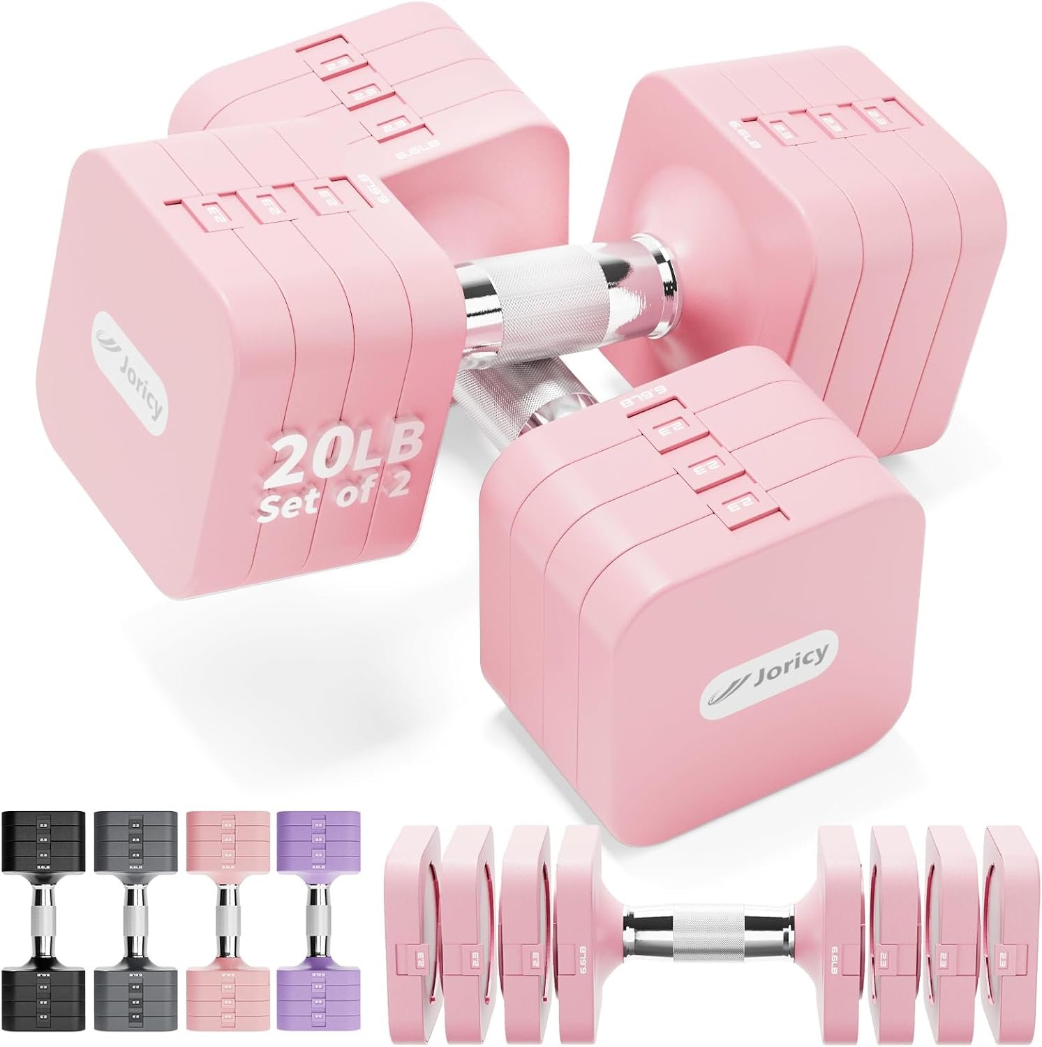 Adjustable Dumbbell Set 20LB 40LB 50LB Dumbbells Hand Weights for Women Men, Free Weight Set for Home Gym & Outdoor Exercise Weights Loss Workout Strength Training Equipments