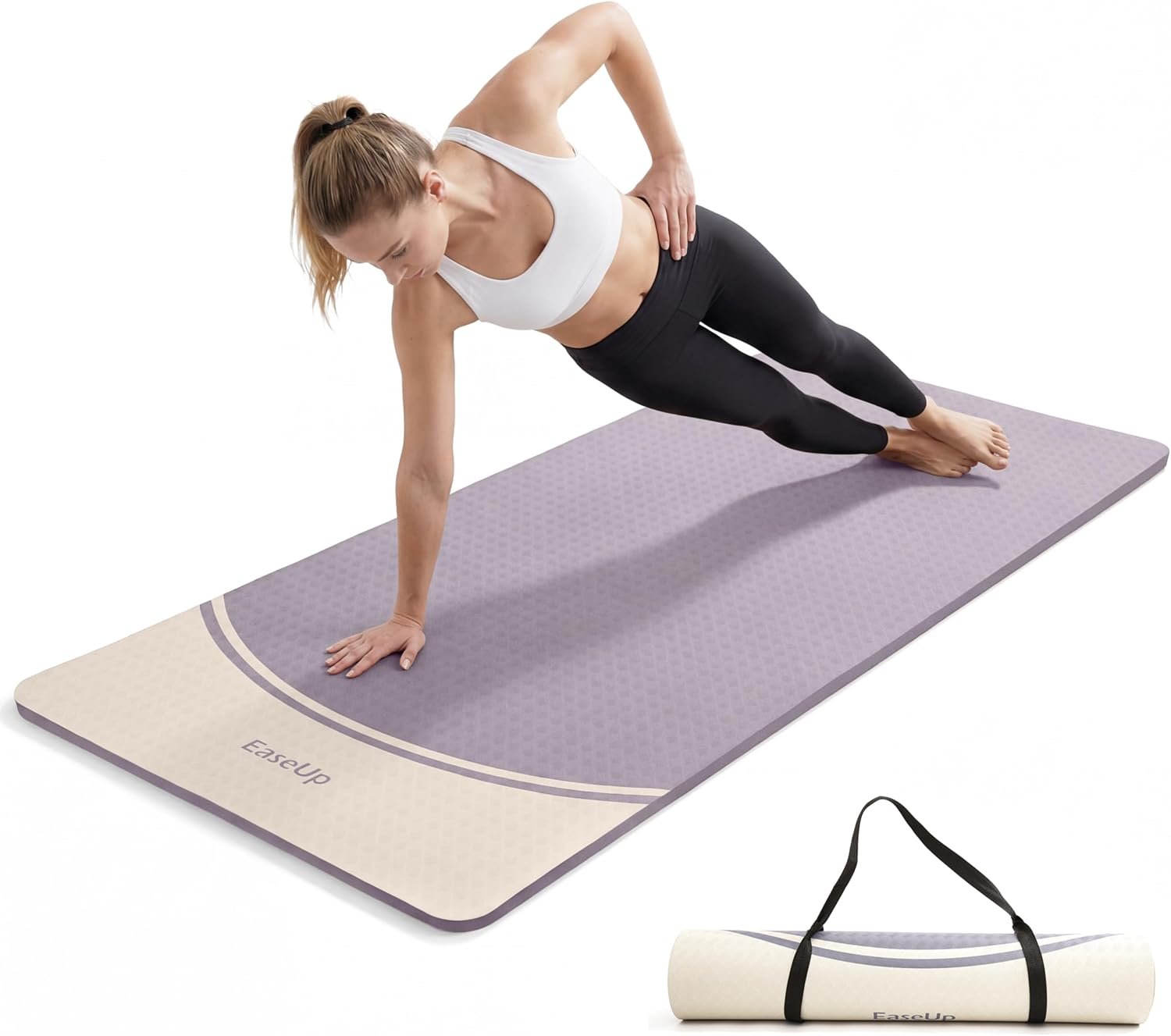 EaseUp Extra Thick Yoga Mat -2/5 inch (10MM), 72.8×31.5″ Extra Long-Wide, Professional TPE Non-slip yoga mats for Yoga,Exercise, Workout,Pilates and Fitness, with strap