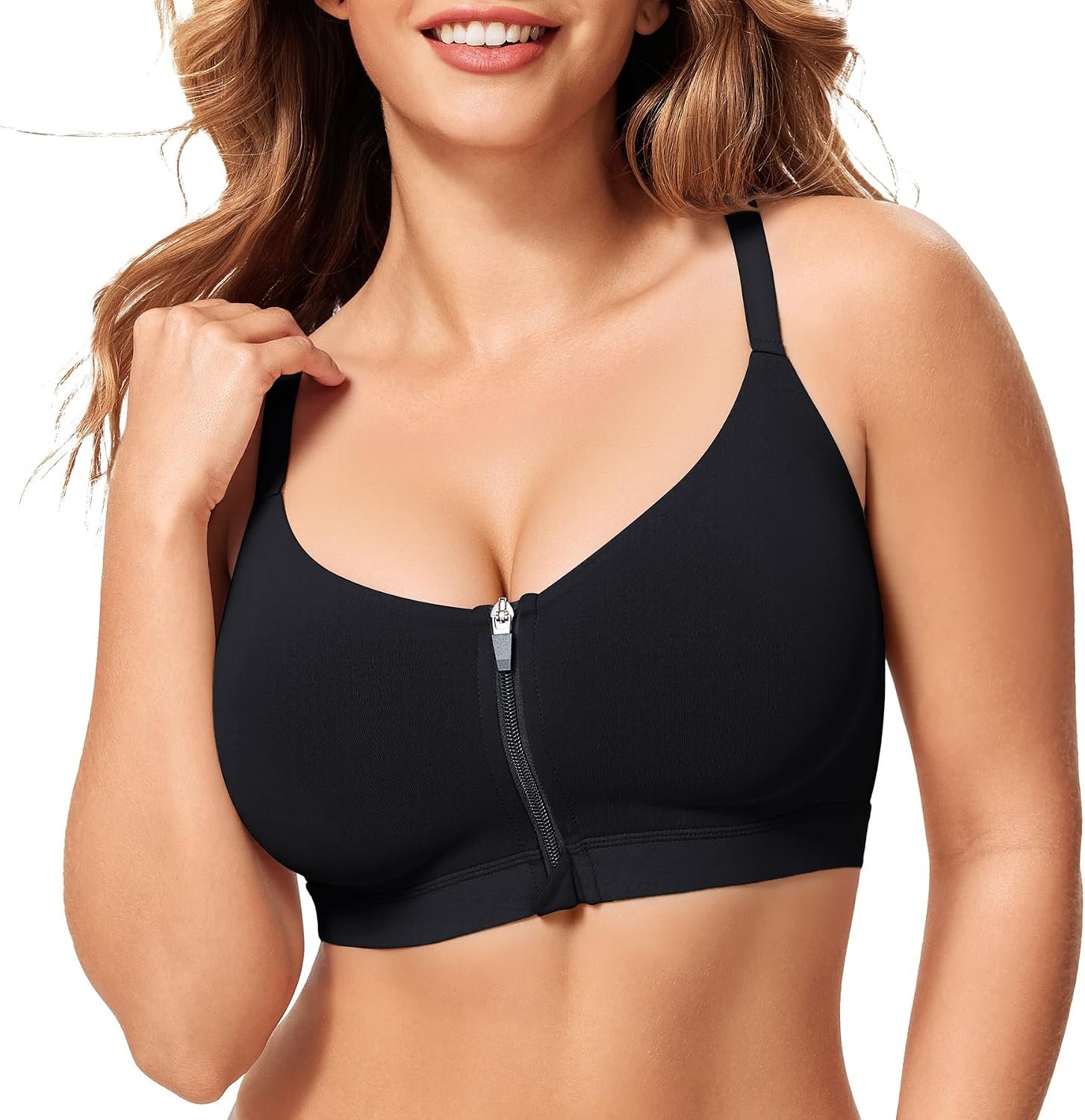 CYDREAM Womens Zip Front Closure Bra Wireless Support Comfort Full Coverage Back Smoothing No Underwire Bralettes