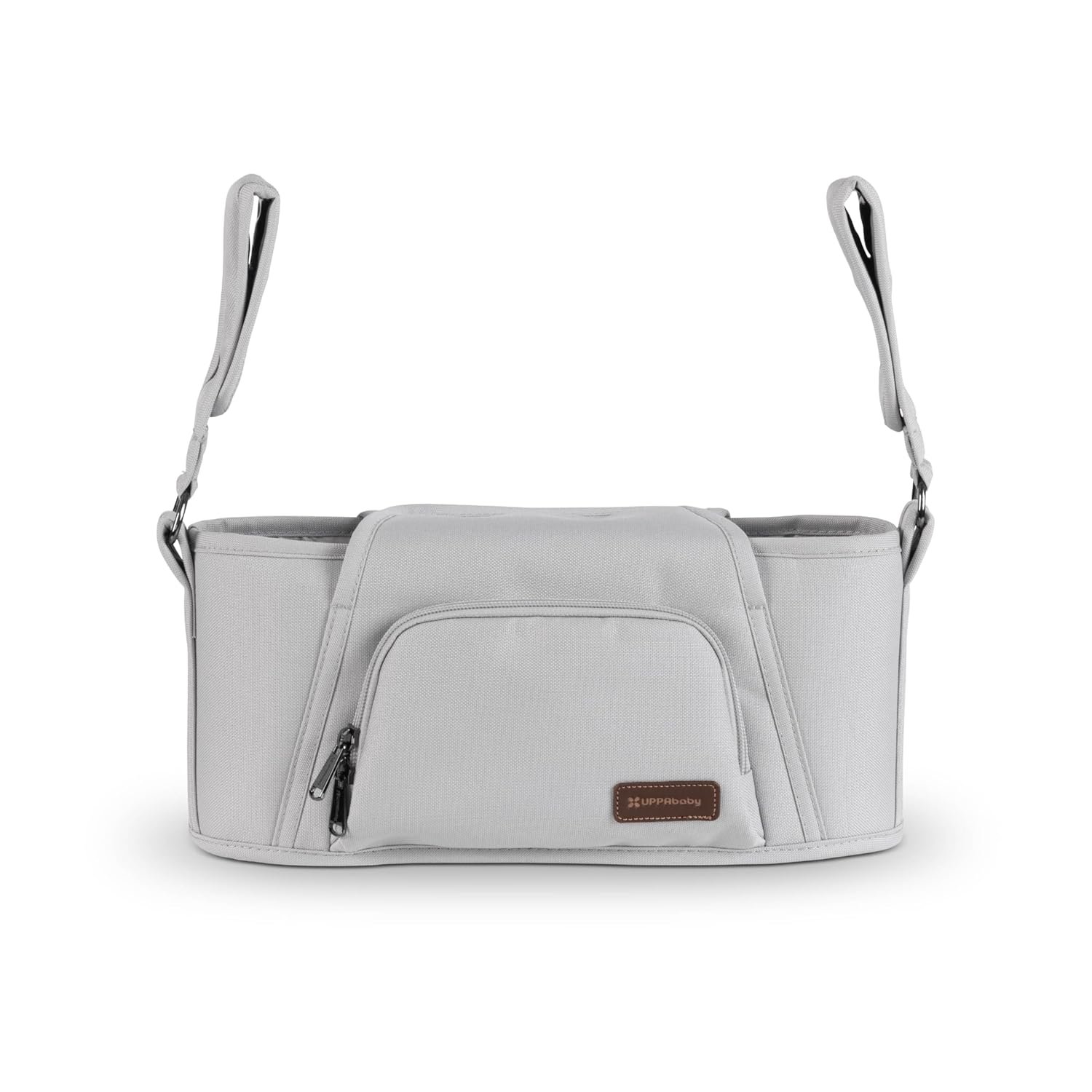 UPPAbaby Carry-All Parent Organizer – Easy Attach, Universal Fit – Multiple Compartments for Beverages, Snacks + Personal Items – Secure Zippered Pocket – Light Grey