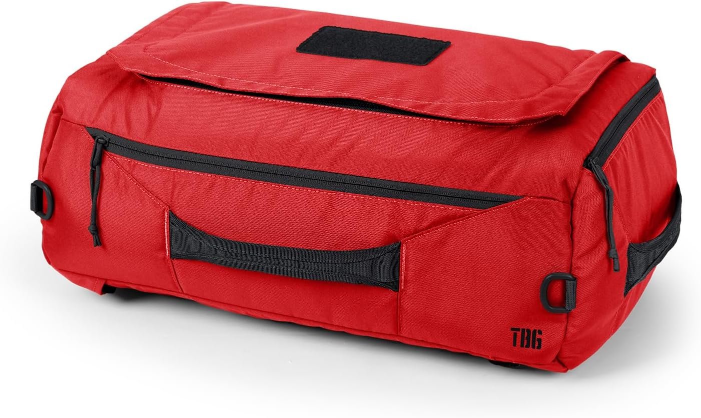 Tactical Baby Gear Tactical Duffle Bag – Hospital & Weekender Diaper Bag for Men with Patch Panel, Backpack or Shoulder Strap Carry, Spacious Storage (Red)
