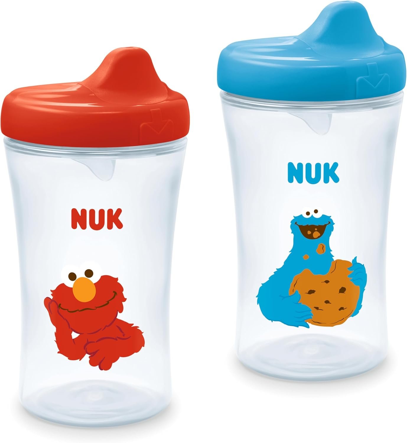 NUK First Choice Sesame Street Active Hard Spout Straw Cup 2.0, 10 oz. Sippy Cup with On-the-Go Carry Clip, Lightweight, Leak Proof, Spill Proof Cup, 2-Pack
